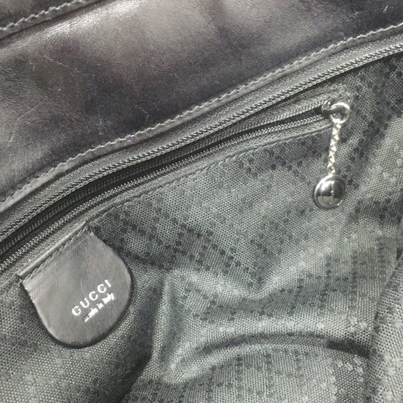 Gucci black nylon and leather large vintage shoulder tote bag - Picture 10 of 12